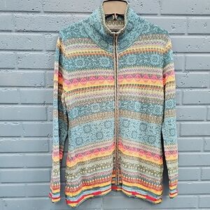 Icelandic Design Zip-Up Sweater, 100% Wool, Main Color Blue, Size Large